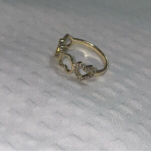 XuPing Gold Heart Design Ring with Sparkling Accents